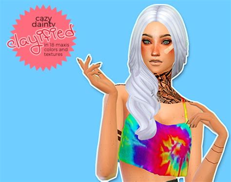 Sims 4 Hairs Hab Sims Cazy Dainty Clayfied