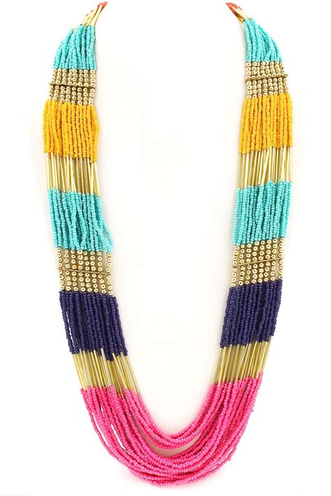 Layered Seed Bead Long Necklace Necklaces