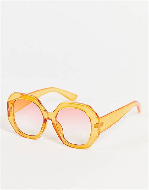 madein oversized round sunglasses in orange asos