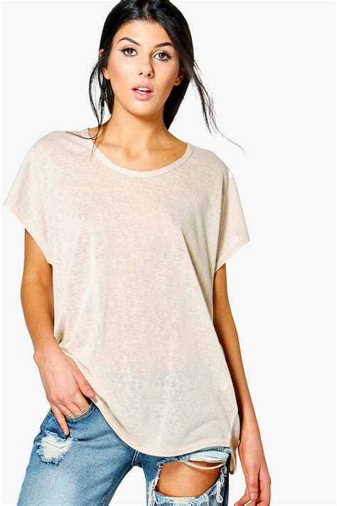 Boohoo Womens Selina Slub Oversized T Shirt