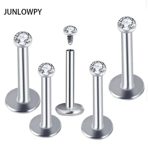 Junlowpy 10pcslot Surgical Steel Crystal Labret Ring Lip Piercing Lip Earrings Piercing Ombligo