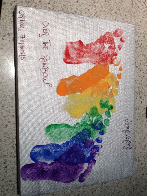 Footprint Rainbow Baby Art Projects Footprint Art Baby Feet Art