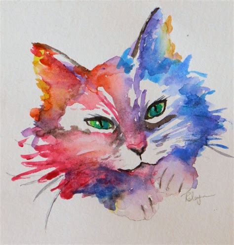 Water Colour Rainbow Cat Watercolor Art Lessons Art Painting