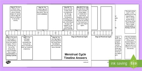 Sex And Relationships Education Menstruation Timeline Worksheet