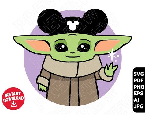 Baby Yoda SVG Disney Ears Cut File Layered By Color Baby Etsy