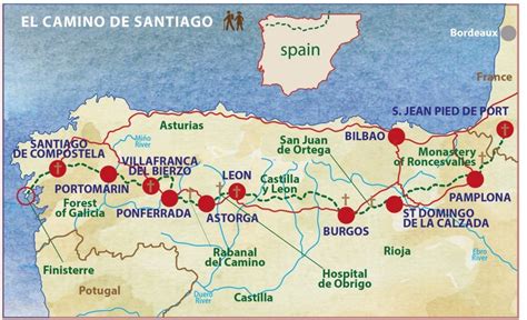Camino De Santiago Map French Way Itineary Caspin Journeys Walking Tour