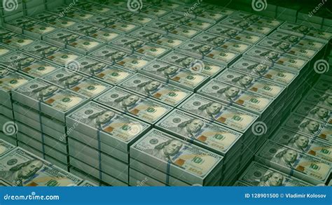 Bundles Of 100 Dollar Bills In A Big Stronbox Stock Illustration