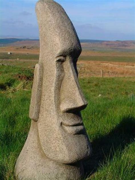 Large Stone Easter Island Head Garden Ornament Tiki Head Statue