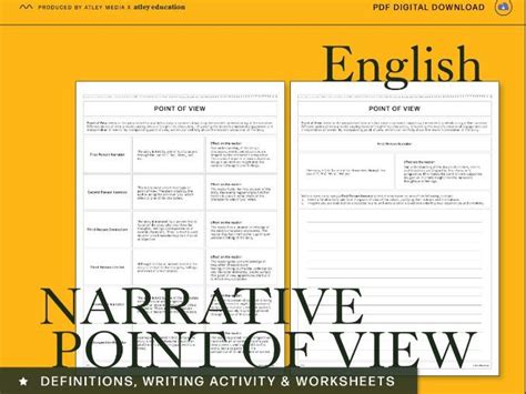 Narrative Writing Point Of View Definition Sheet And Comprehension