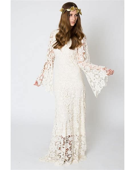 Vintage Ivory Lace Bohemian Wedding Dresses 2017 V Neck Long Sleeves