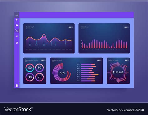 Infographic Dashboard Template With Flat Design Vector Image