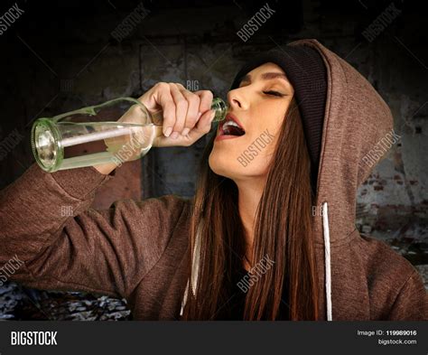 Drunk Girl Drink Vodka Image And Photo Free Trial Bigstock