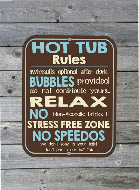 Vintage Retro Style Funny Hot Tub Rules Metal Sign Metal Wall Etsy