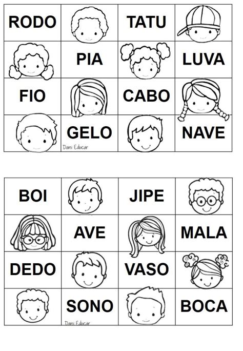 Jogo Bingo Das Silabas Simples Cartelas Bingo De Palavras Atividades Images
