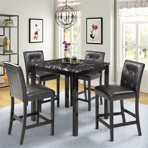 Harper And Bright Designs 5 Piece Counter Height Dining Set With Faux