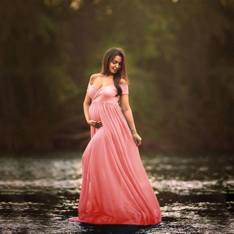 Long Chiffon Dress Maternity Woman Wedding For Photography Props Fluffy Sexy Pregnant Evening