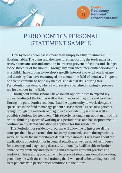 Clearly explaining an impactful patient experience and how it affected you can help make for a really strong personal statement. Get Free Dental School Personal Statement Sample