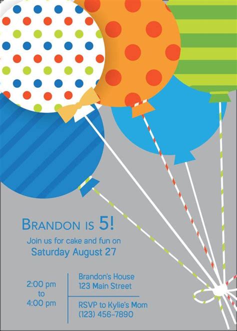 Balloon Birthday Invitation Birthday Balloons Birthday Invitations