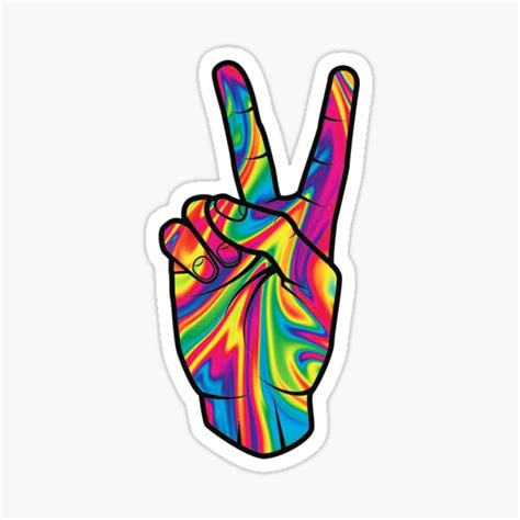 Trippy Peace Fingers Sticker For Sale By Kit2795 Redbubble