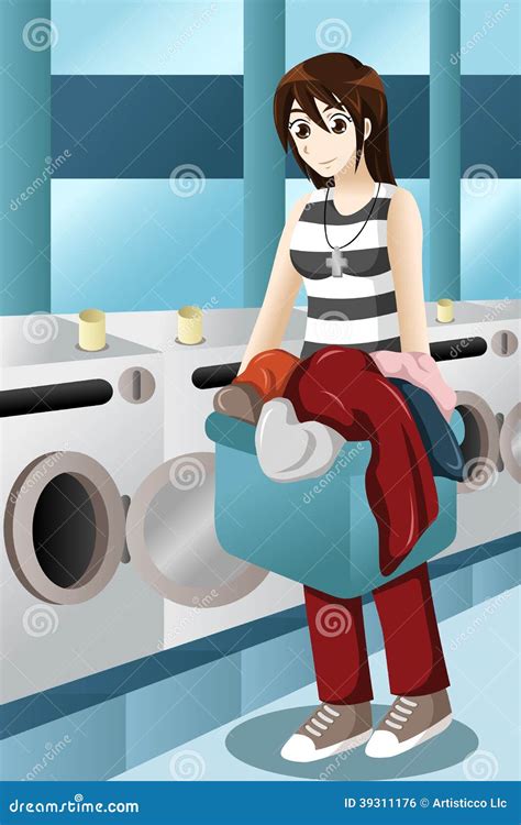 Young Woman Doing Laundry Stock Vector Illustration Of Drawing 39311176