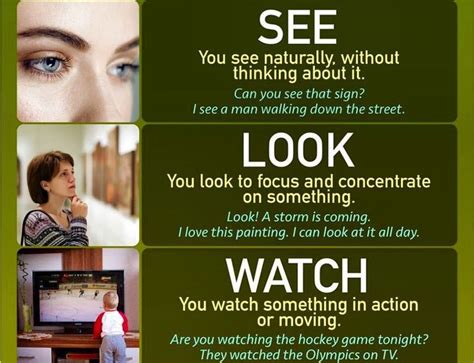 See Vs Look Vs Watch Learnenglish Englishgrammar Vocabulary Ingles