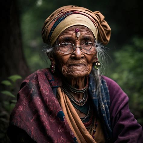 ヒマーチャル プラデーシュ州の生成 ai の森での集まりでインドの村人 プレミアム写真