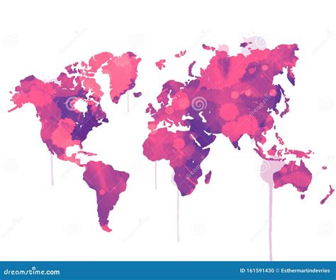 World Map Illustration In Watercolor Stock Illustration Illustration