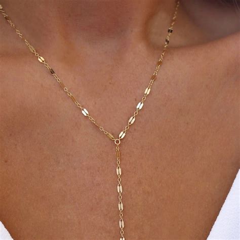 Delicate Gold Y Necklace Dainty Lariat Necklace Shimmer Y Etsy