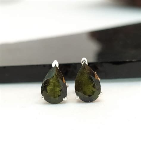 Natural Green Tourmaline Stud Earring 925 Solid Sterling Etsy