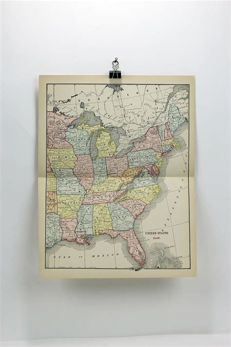 Vintage 1908 Map Of The Eastern United States Beautiful Color Etsy