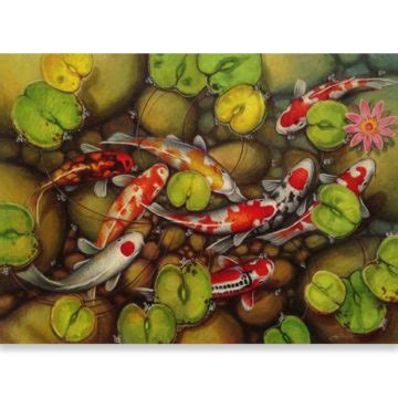 9 Koi Fish Art Original Koi Fish Paintings On Canvas Royal Thai Art