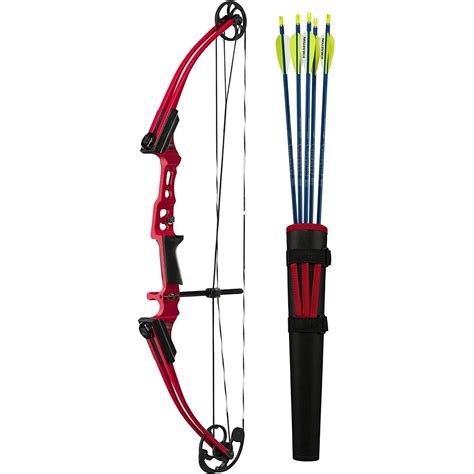 Genesis Archery Mini Compound Target Practice Bow Kit Left Hand Red