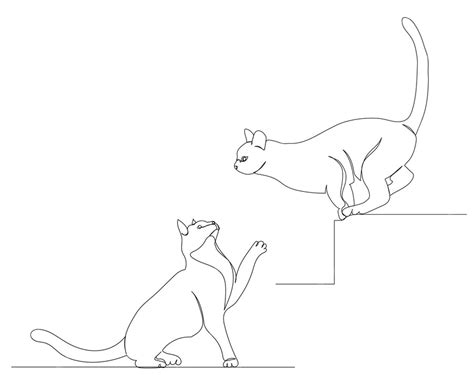 Premium Vector Cat Jumping One Continuous Line Drawing Sketch