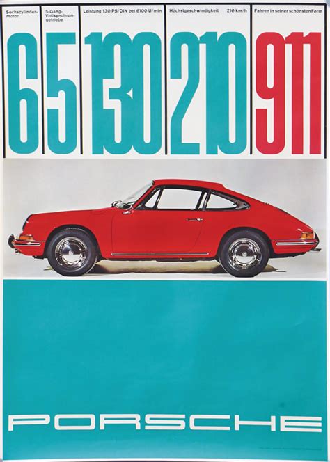 Porsche 1965 Original Advertisement Poster Porsche 911 Des