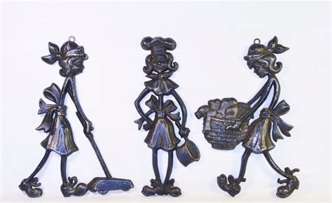 vintage set of 3 housemaids aluminium sexton 1971 usa wall decor 12 usa wall decor retro mid