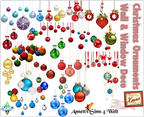 Christmas Ornaments Wall And Windows Deco At Annetts Sims 4