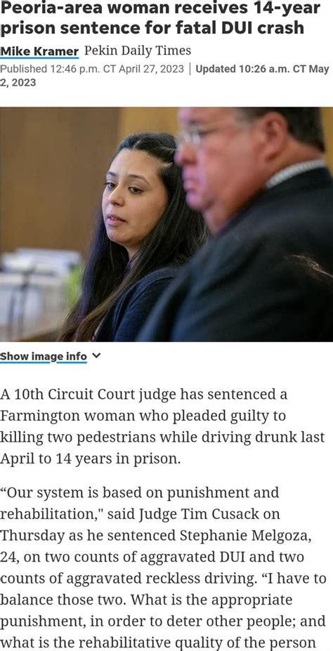 Peoria Area Woman Receives 14 Year Prison Sentence For Fatal Dui Crash Mike Kramer Pekin Daily