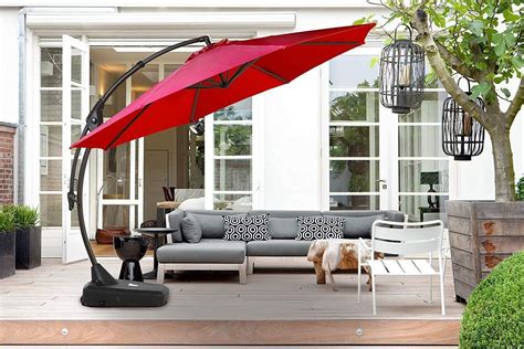 Grand Patio Deluxe Napoli 11 Ft Curvy Aluminum Offset Umbrella Patio Cantilever Umbrella In