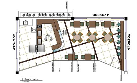Cafeteria Top View Layout Plan Dwg File Cadbull