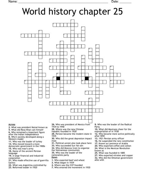World History Chapter 25 Crossword Wordmint