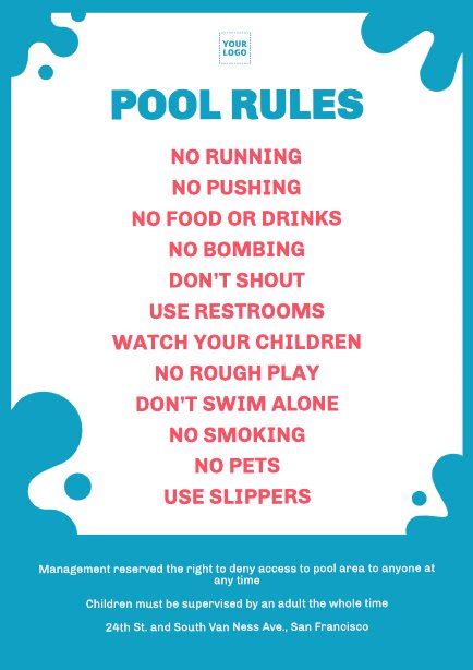 Swimming Pool Rules Printable