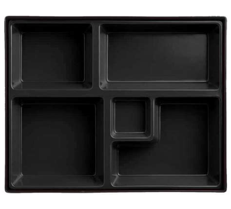 Black Bento Box Traditional 3 Piece Set With 5 Compartments
