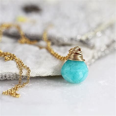 Amazonite Necklace Green Teardrop Necklace LAST ONE