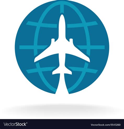 Earth Globe With Plane Logo Royalty Free Vector Image