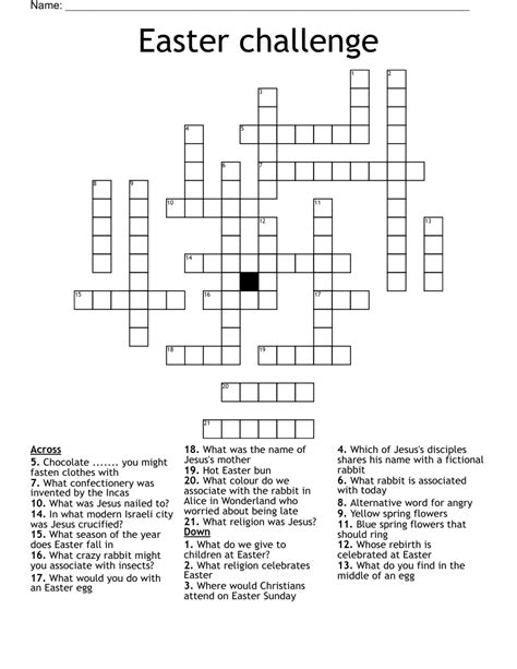 Easter Challenge Crossword Wordmint