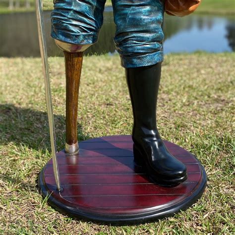 Life Size Captain Hook Caribbean Pirate Statue With Wood Peg Leg 76