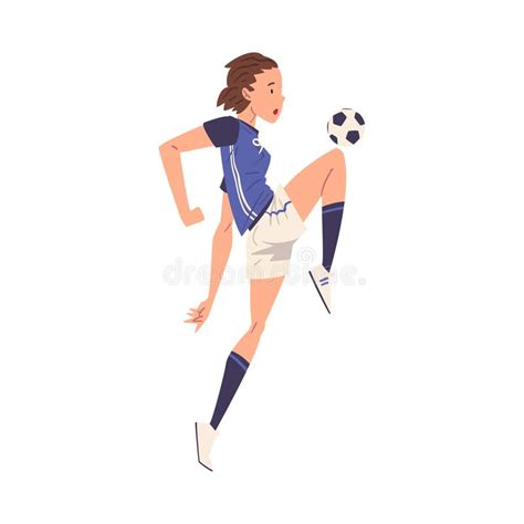 Girl Soccer Player Character Young Woman In Sports Uniform Playing