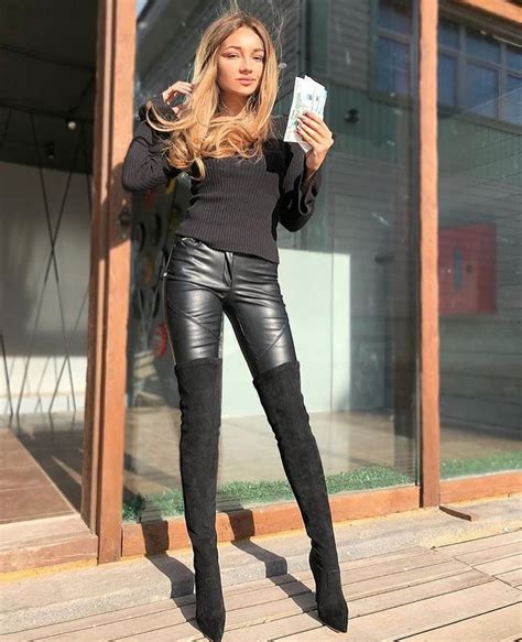 Leather Pants And Otk Boots Otk Boots Outfit Fashion Leather Outfit