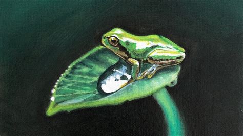 Painting A Frog On A Leaf Acrylic On Panel Youtube