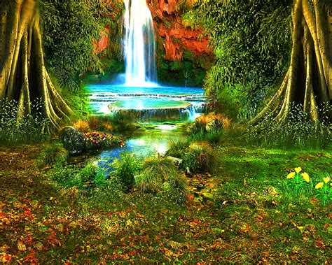Waterfall Hidden Waterfall Nature Forest Hd Wallpaper Peakpx
